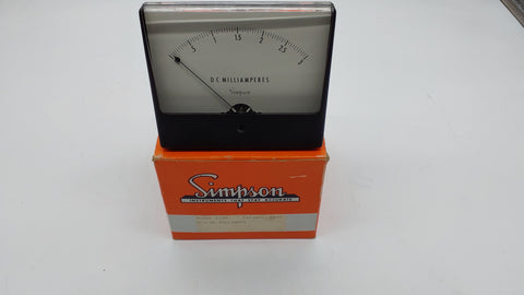Lot of 2 Simpson Electric test meters (Model 1329, Cat. No. 6480, Box No. 5-113843) 0-3 DC Milliamps