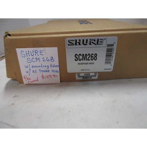 Shure SCM268 4-Channel Microphone Mixer w/ 12V Phantom Power – Tested