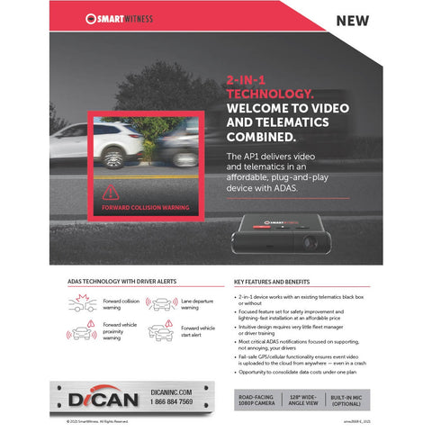 SmartWitness AP-1 Dash Camera+ ADAS LTE/Wi-Fi GPS Telematics – New