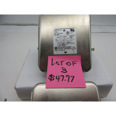 Lot of 3 CORCOM Power Line Filters F7253, 20VV 1, 20A, 120/250V, 50/60 HZ, NEW