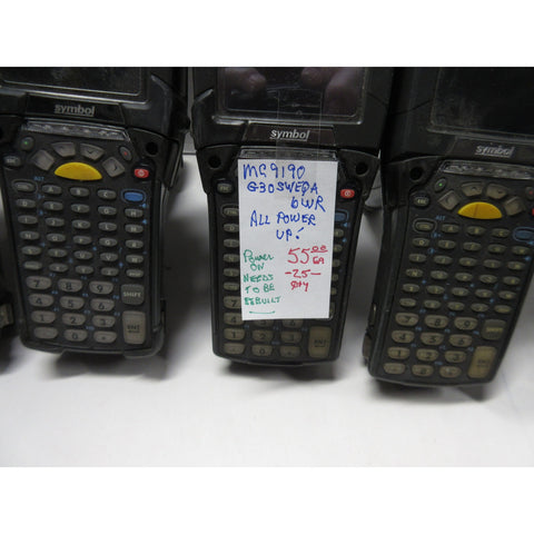 Lot of 5 Symbol Motorola MC9190-G Barcode Scanners G30SWEQA6WRM – Powers On