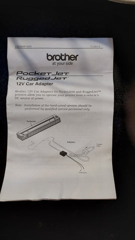 Brother PocketJet Rugged Jet 12V Car adapter