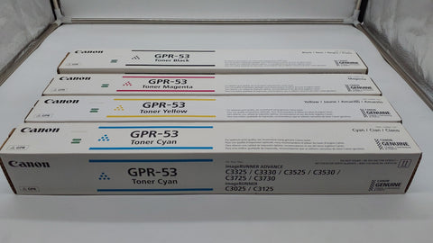 Genuine 1 Set CANON GPR-53 Toner Cartridge Full Set - Black Cyan Yellow Magenta (CYMK) for imageRUNNER and imageRUNNER ADVANCE