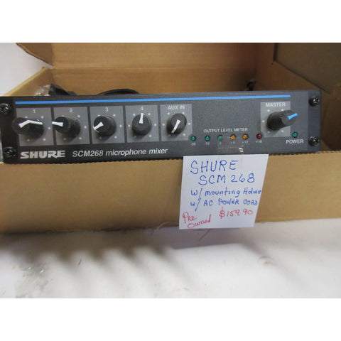 Shure SCM268 4-Channel Microphone Mixer w/ 12V Phantom Power – Tested